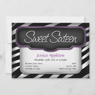 Unieke Zebra print "Sweet Sixteen"-uitnodigingen Kaart