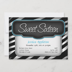 Unieke Zebra print "Sweet Sixteen"-uitnodigingen Kaart