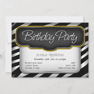 Unieke Zebra Print Yellow Birthday-uitnodigingen Kaart