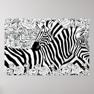 Unieke zebra's poster