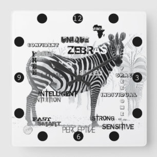 Unieke Zebras-typografie Vierkante Klok