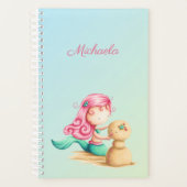 Unieke zeemeermin met roze haar en sandman planner (Voorkant)
