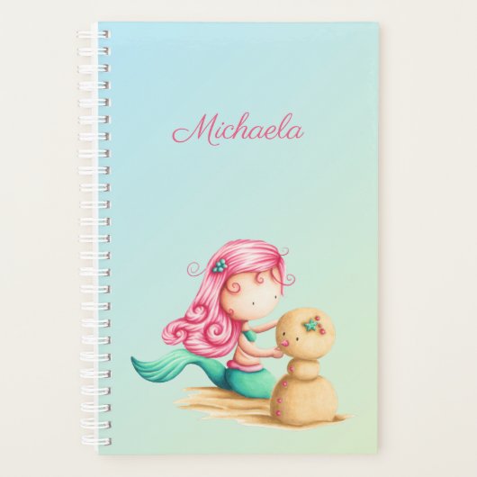 Unieke zeemeermin met roze haar en sandman planner (Voorkant)