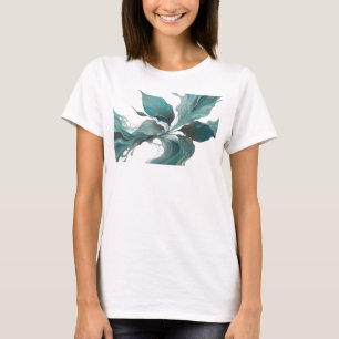 Unieke zilveren abstracte bladeren custom creatie t-shirt