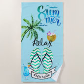 Unieke zomer strand ontspanning tijd gepersonalise strandlaken (Voorkant)