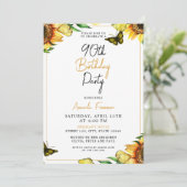 Unieke zonnebloem 90ste verjaardag kaart (Staand voorkant)