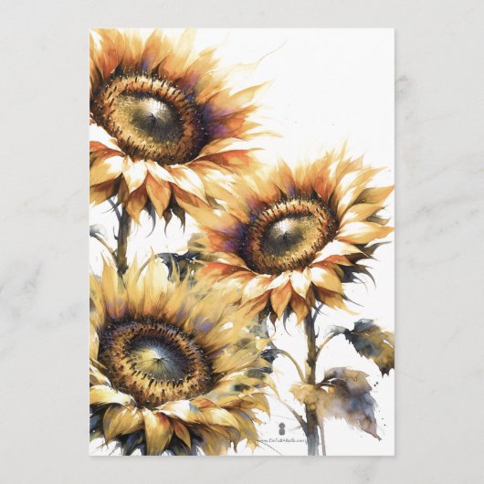 Unieke Zonnebloem Bruiloft Zitkaart Sjabloon Kaart (Achterkant)