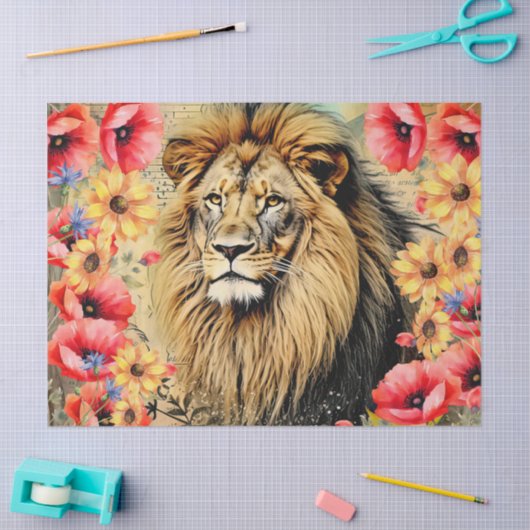 Unieke zonnebloemen rode papaver leeuwenkop tissuepapier (Craft)