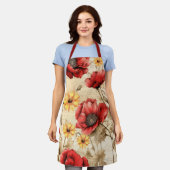 Unieke zonnebloemen & rode papaver Schort (Gedragen)