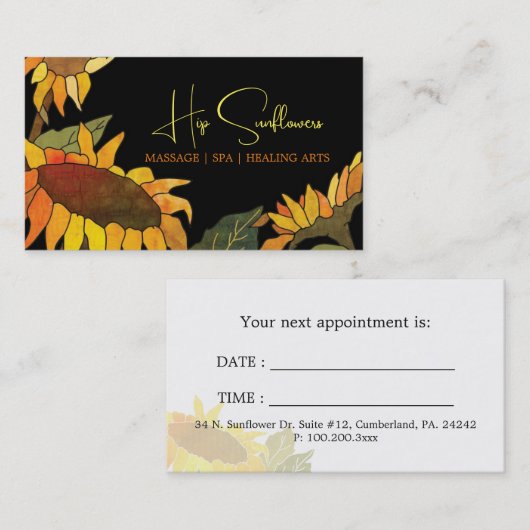 Unieke Zonnebloemen Zakelijke Appointkaarten Afsprakenkaartje (Voorkant / Achterkant)