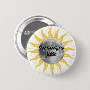 Unieke Zonsverduistering 2025 Maan en Zon Ronde Button 5,7 Cm