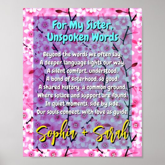 Unieke zus cadeau | Poster voor haar (Voorkant)