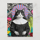 Unieke Zuster Kitty de Kat Non Collage Briefkaart (Voorkant)