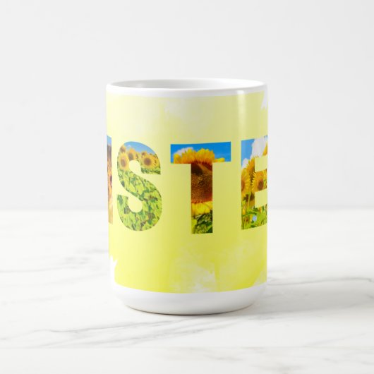 Unieke zuster thema gele zonnebloem magische mok (Midden)