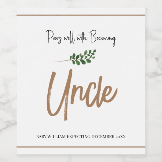Unieke Zwangerschap Baby Aankondiging Uncle to Be Wijn Etiket
