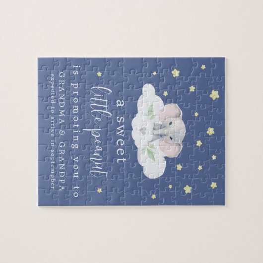Unieke zwangerschaps aankondiging puzzel blauw legpuzzel (Horizontaal)