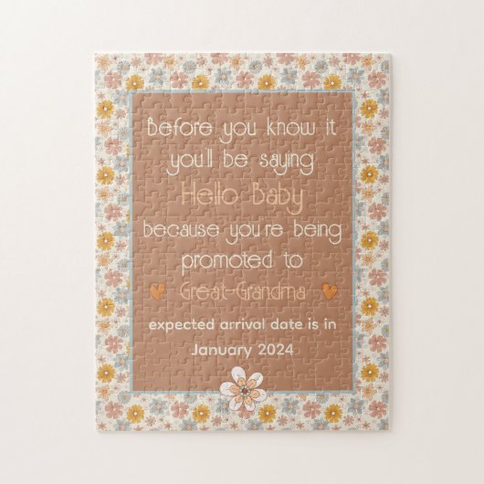 Unieke zwangerschapsaankondiging cadeau retro legpuzzel (Verticaal)