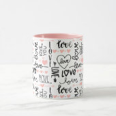 Unieke Zwart en Roze Harten Liefde Valentijnsdag Mok (Midden)