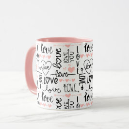 Unieke Zwart en Roze Harten Liefde Valentijnsdag Mok