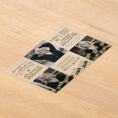 Unieke Zwart & Goud Afstuderen 3 Foto Frosted Acryl Uitnodigingen (Laagn)