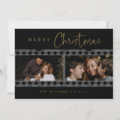 Unieke zwart-gouden kerstfoto feestdagenkaart (Voorkant)