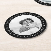 Unieke zwart-wit aangepaste trouwfoto ronde kartonnen onderzetter (Gebogen)