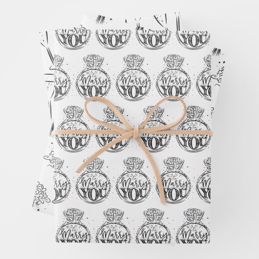 Unieke zwart & wit bruids | Trouwdouche Inpakpapier Vel (In situ)