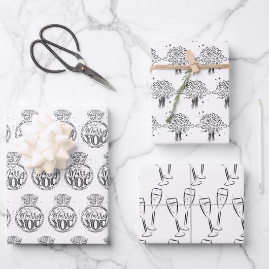Unieke zwart & wit bruids | Trouwdouche Inpakpapier Vel (Voorkant)