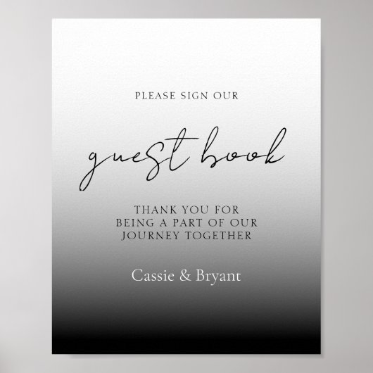 Unieke zwart-wit bruiloft gast boek teken poster (Voorkant)