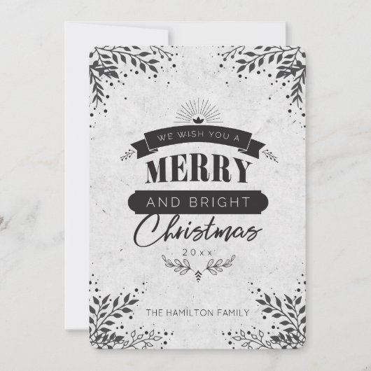 Unieke zwart-wit elegante kerstkaart (Voorkant)