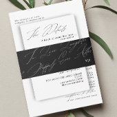 Unieke zwart wit liefde lachen monogram bruiloft uitnodigingen wikkel