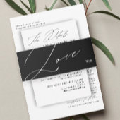 Unieke Zwart Wit Liefde Monogram Bruiloft Uitnodigingen Wikkel