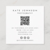 Unieke Zwart Wit Professionele Foto QR Code Vierkante Visitekaartje (Achterkant)