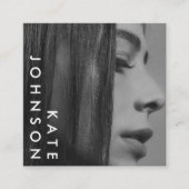 Unieke Zwart Wit Professionele Foto QR Code Vierkante Visitekaartje (Voorkant)