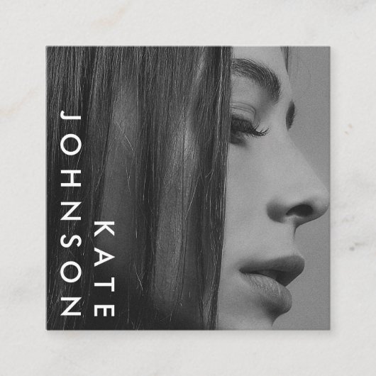 Unieke Zwart Wit Professionele Foto QR Code Vierkante Visitekaartje (Voorkant)