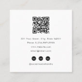 Unieke Zwart Wit Professionele Foto QR Code Vierkante Visitekaartje (Achterkant)