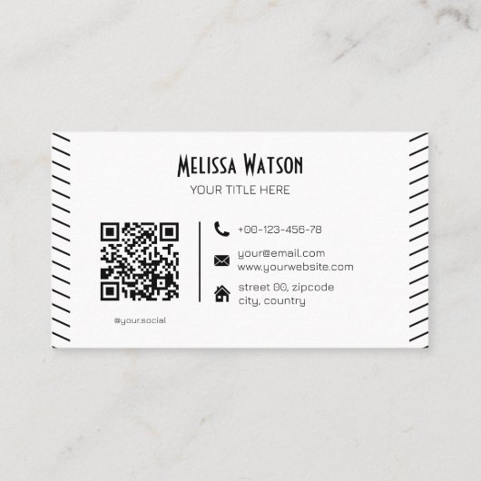 Unieke zwart-wit QR code snor Visitekaartje (Achterkant)