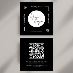 Unieke zwart-wit QR-code social media vierkant Vierkante Visitekaartje