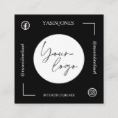 Unieke zwart-wit QR Code Social Media Vierkante Visitekaartje (Voorkant)