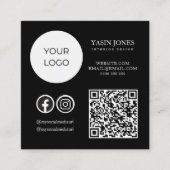 Unieke zwart-wit QR Code Social Media Vierkante Visitekaartje (Voorkant)