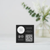 Unieke zwart-wit QR Code Social Media Vierkante Visitekaartje (Staand voorkant)