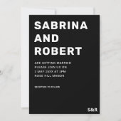 Unieke Zwart & Wit Vet Typografie Bruiloft Kaart (Voorkant)