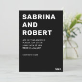 Unieke Zwart & Wit Vet Typografie Bruiloft Kaart (Staand voorkant)