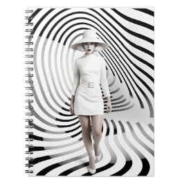 Unieke zwart-wit Vrouw illustratie Notitieboek