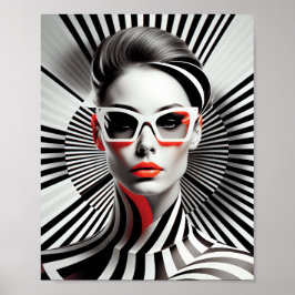 Unieke zwart-wit Vrouw illustratie Poster