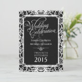 Unieke zwart witte kant tribal batik bruiloft kaart (Staand voorkant)