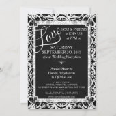 Unieke zwart witte kant tribal batik bruiloft kaart (Achterkant)