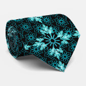 Unieke zwarte bloemen met Blauwgroen onafgedekte b Stropdas (Opgerold)