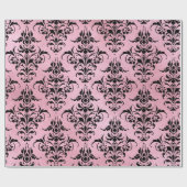 Unieke zwarte Damask op Roze Cadeaupapier (Vlak)