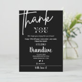 Unieke zwarte dank voor uw Visitekaartje Bedankkaart (Staand voorkant)